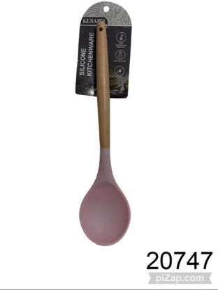 Imagen de CUCHARA SILICONA MANGO MADERA 32CM ROJO 3.26